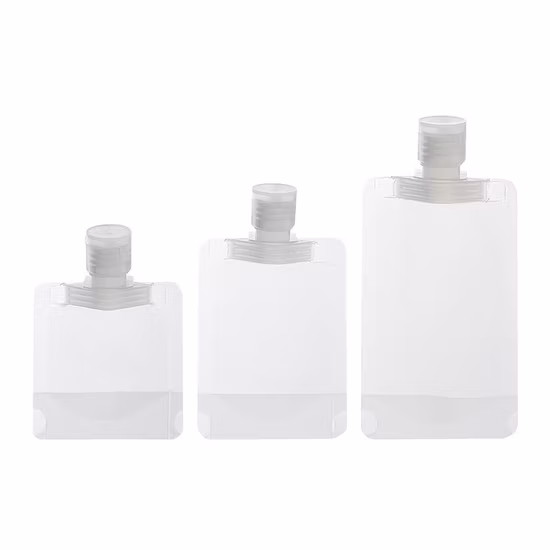 Wholesale Portable Travel Fluid Makeup Packing Bag Transparent Packaging Bag Plastic Stand up Spout Pouch