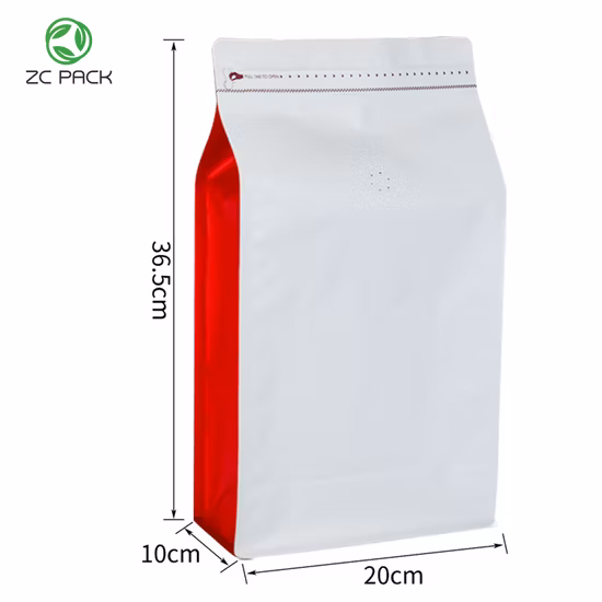 Custom Printed Matte Balck Aluminum Foil Flat Bottom Pouch Valve Coffee Packaging Bag