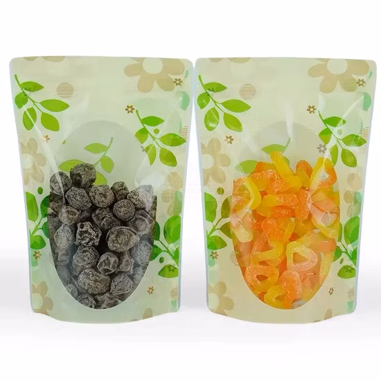 Custom Eco Recyclable Resealable Ziplock Food Packaging Bag Clear Printed Stand up Flat Bottom Pouches