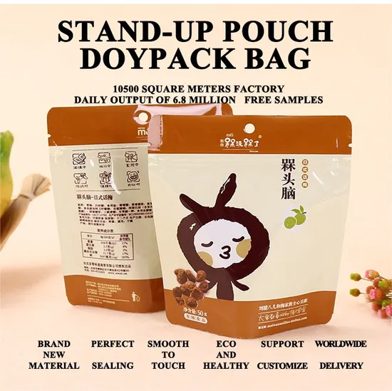 Zip Lock Stand up Pouch Label One Side Clear Aluminium Foil Resealable Closure Dried Fruits Nuts Vegetable Snack Doypack Food Packaging Bag