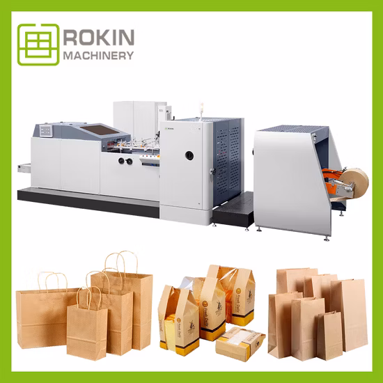 Machine Pour Sac a Fond En V Ou Plat Ou Bien Carre Avec Poignees Torsade Full Automatic High Speed Flat Bottom Bread Brown Food Kraft Paper Bag Making Machine