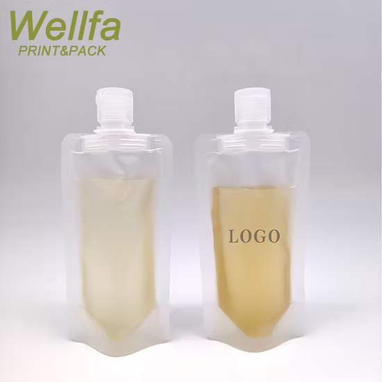 Custom Logo Printed 100ml Transparent Lotion Shampoo Liquid Travel Sample Plastic Clamshell Packaging Bag Refill Spout Pouch