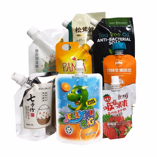 Reusable Drink Baby Food Stand up Pouch with Spout Beverage, White Wine, Wine, Tea Transparent Polymer Bag Biodegradable Packaging Bag Supplier