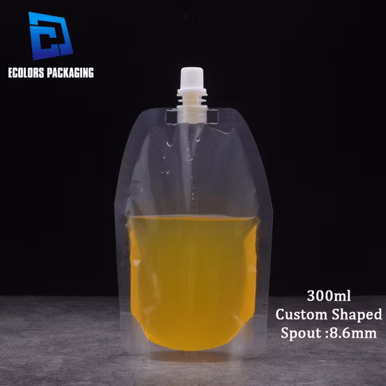 Wholesale Transparent Spout Pouch Plastic Drink Pouches with Suction Nozzle
