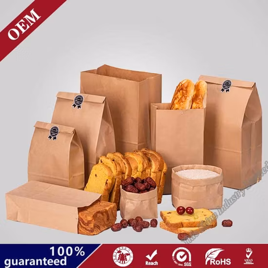 Wholesale Kraft Paper Bags Square Bottom Food Grocery Bag Bakery Bag