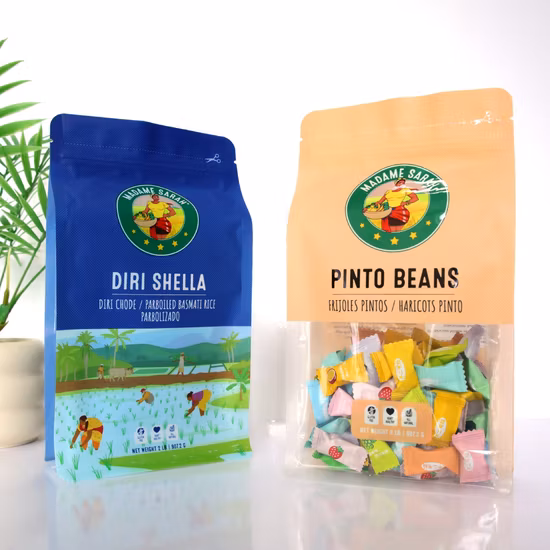 Transparent Flat Bottom Plastic Bag and Pouch for Tea Coffee Food with Zipper