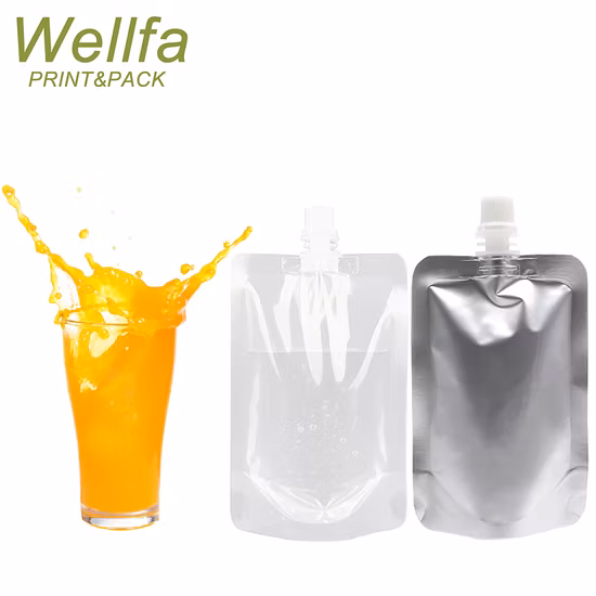 Laminated Aluminum Foil Food Grade Foldable Water Bottle Reusable Liquid Bags Spout Pouch